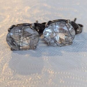 Vintage Sterling Silver Stud Pierced Earrings With Sterling Backings